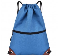Gym Sack Drawstring Backpack Water-resistant Drawstring Bucket Bag with Zipper Pockets Light Sack for Adults and Teenagers Kids