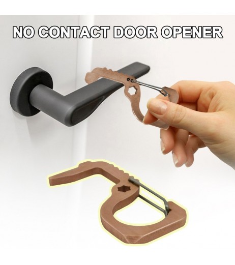Metal Door Opener Closer No Contact Door Handle Press Elevator  Button Pusher Portable Hand Tool Shape of Key