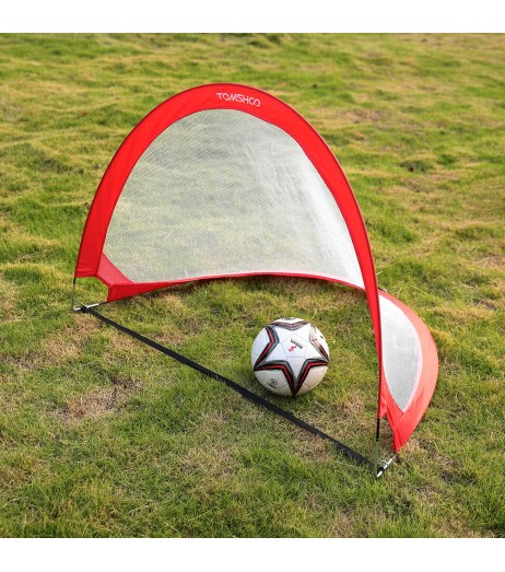 TOMSHOO 2pcs Pop Up Soccer Goal Portable Soccer Nets with Carry Bag Sizes 2.3feet / 4feet / 6feet