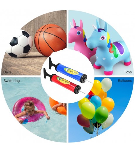 6-in Plastic Football Soccer Air Pump Inflatable Ball Hand Air Pump  Mini PVC Balloon Pump Double-purpose  Ball Maintenance Kit  Blue