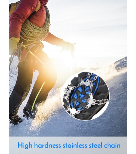 Lixada Traction Cleats Spikes Crampons Ice Snow Grips with 19 Stainless Steel Spikes Anti Slip Shoes Cover for Outdoor Walking Hiking and Climbing