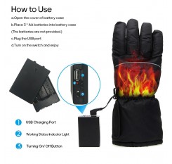Heated Gloves with Touch Screen Design Batter-y Powered Operated Thermal Gloves Hand Warmer Gloves for Outdoor Activities Climbing Skiing Hiking Cycling Adult Gift Present Black