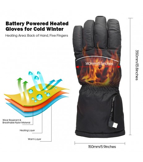 Heated Gloves with Touch Screen Design Batter-y Powered Operated Thermal Gloves Hand Warmer Gloves for Outdoor Activities Climbing Skiing Hiking Cycling Adult Gift Present Black