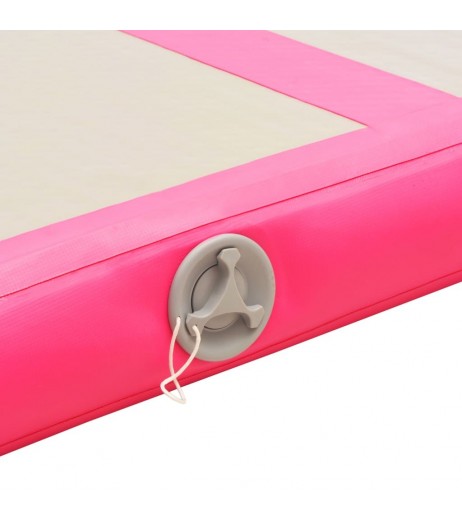 Inflatable exercise mat with pump 500 × 100 × 10 cm PVC pink