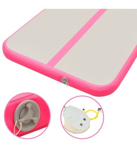 Inflatable exercise mat with pump 400 × 100 × 10 cm PVC pink