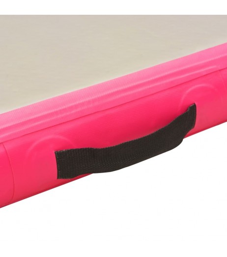 Inflatable exercise mat with pump 400 × 100 × 10 cm PVC pink