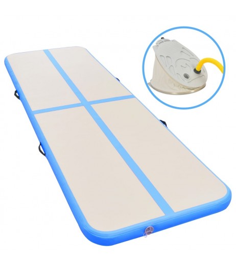 Inflatable exercise mat with pump 300 × 100 × 10 cm PVC blue