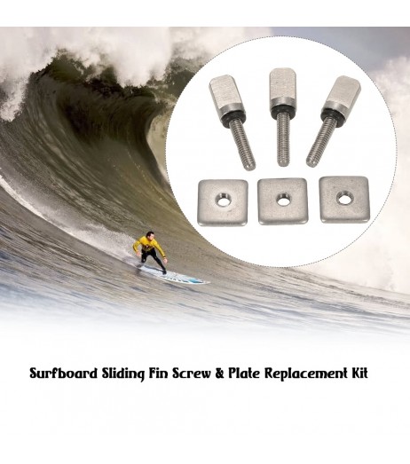 3 Surfboard Longboard Sliding Fin Screw & Fin Plate Replacement Kit for Stand Up Paddle Body Board