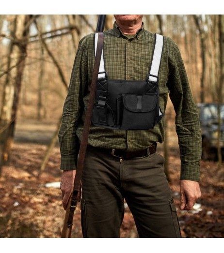 Men Outdoor Radio Chest Harness Bag Holster Holder Vest Rig