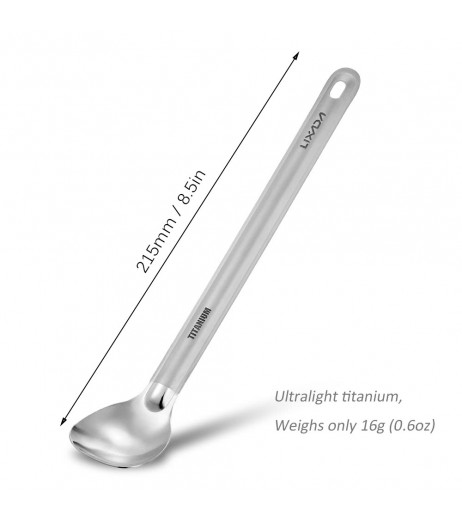 Lixada Titanium Long Handle Spoon with Polished Bowl Outdoor Portable Dinner Spoon Cutlery Camping Backpacking Picnic