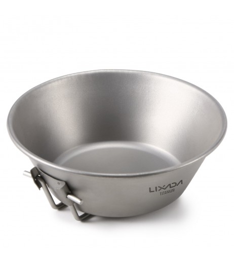 Lixada Titanium Bowl with Foldable Handle for Outdoor Camping Hiking Backpacking Picnic