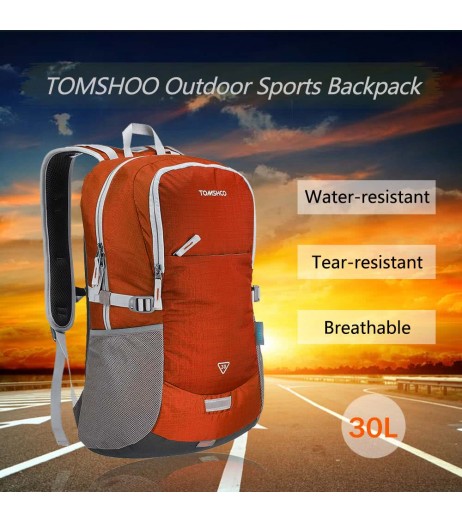 TOMSHOO 30L Outdoor Sport Backpack Hiking Trekking Bag Camping Travel Pack Mountaineering Climbing Knapsack with Rain Cover