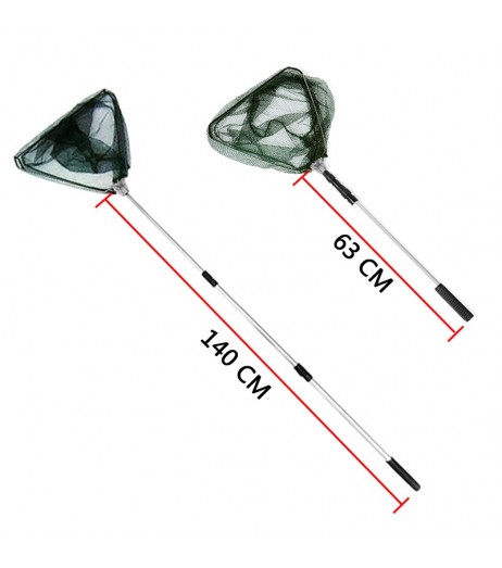 Triangular Folding Fishing Landing Net Aluminum 3 Section Extending Pole Handle