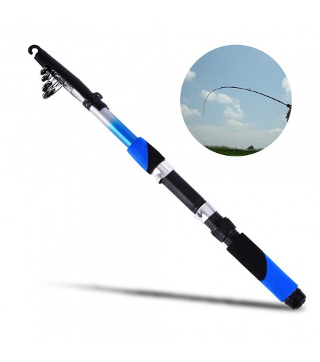 2.1M Portable Telescopic Fishing Rod Fiberglass Fishing Pole Travel Sea Fishing Spinning Rod