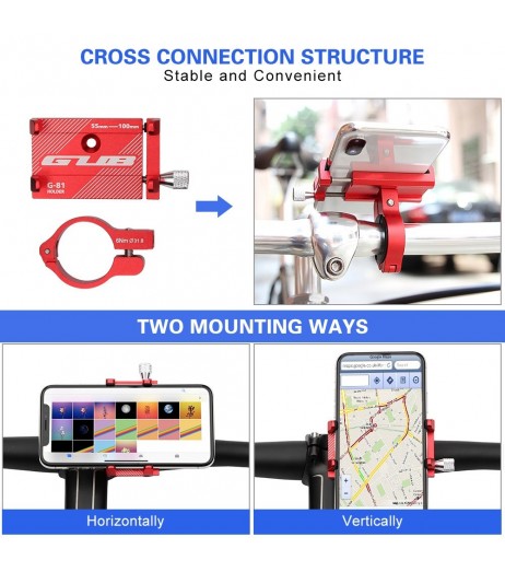 GUB Adjustable Bicycle Phone Mount Holder MTB Mountain Bike Motorcycle Handlebar Clip Stand for 3.5
