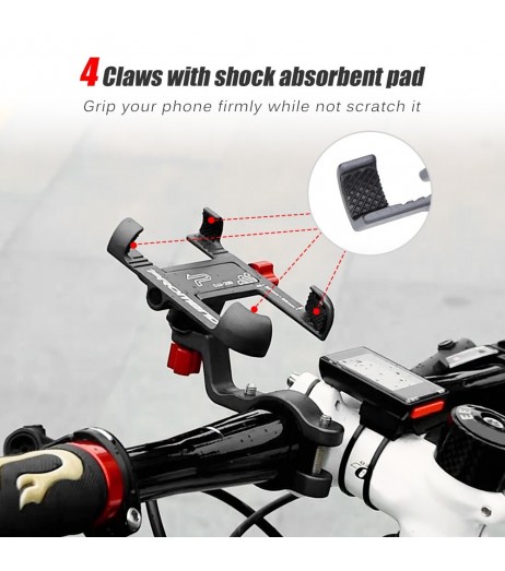 Strong Aluminum Alloy Bike Phone Mount Bicycle Motorcycle Phone Holder 360° Rotation Adjustable Phone Cradle 31.8mm Handlebar