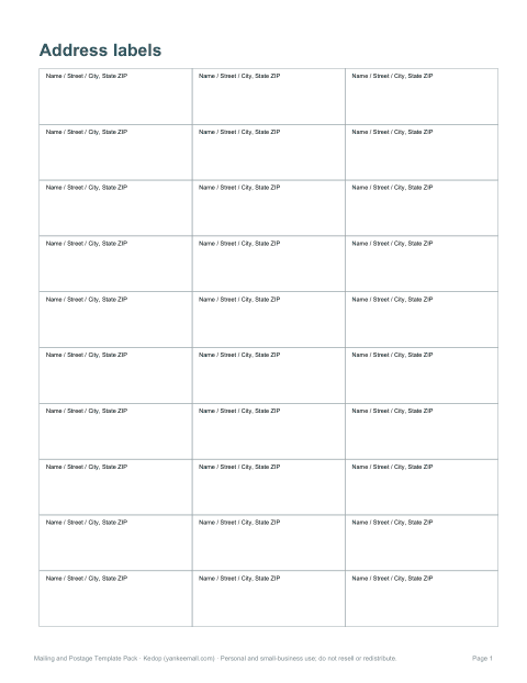 Preview of the first page of Address labels (PDF/DOCX)